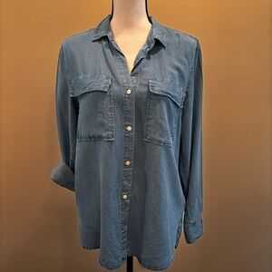 Long Sleeve Button Down Blue Jean Shirt By The Gap (Boyfriend Fit) Size Medium